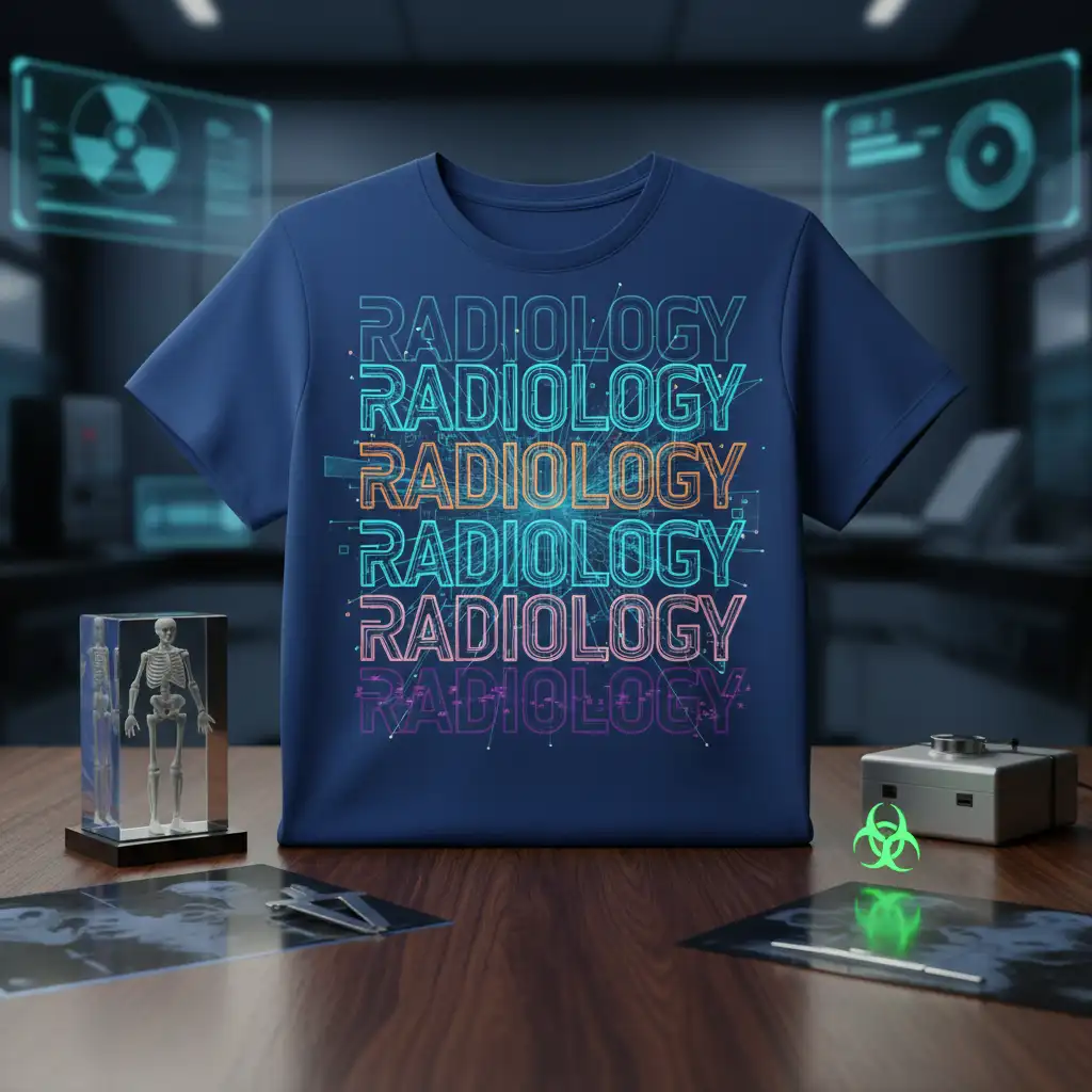 Radiology Radiology Radiology Radiology Radiology Radiology bold typography printed on breathable fabric creating a standout t-shirt