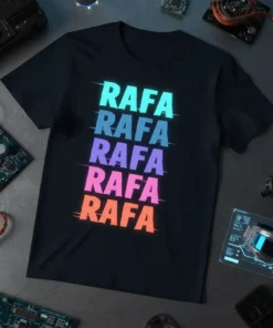 RAFA RAFA RAFA RAFA RAFA bold graphic design printed on comfortable cotton t-shirt
