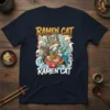 Ramen Cat Ramen Cat text design featuring a fox-like cat eating ramen, with Japanese-inspired waves and cherry blossoms