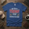 Blue t-shirt with "RE-ELECT TRUMP 2020 GRANDPAS FOR TRUMP" text, featuring eagle graphics and presidential seal design