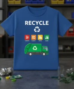Recycle E-Waste Plastic Metal Glass unique graphic design printed on comfortable cotton t-shirt