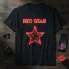 Red Star text above a glowing red geometric star graphic on a black t-shirt