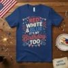 Red White & Blue It's My Birthday Too T-Shirt with patriotic fireworks and bunting graphic