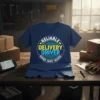 Reliable Delivery Driver Blessed Happy Talented text design with hearts and stars on a blue t-shirt