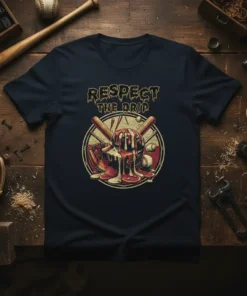 Baseball t-shirt with "RESPECT THE DRIP" text and dripping baseball graphic, crossed bats, and glove