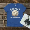 Respect The Groundhog t-shirt design featuring a stylized groundhog illustration and bold text