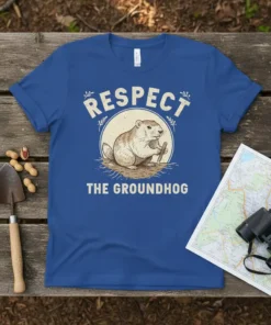Respect The Groundhog t-shirt design featuring a stylized groundhog illustration and bold text