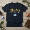 Rhodes Greece Evil Eye detailed graphic design printed on comfortable cotton t-shirt