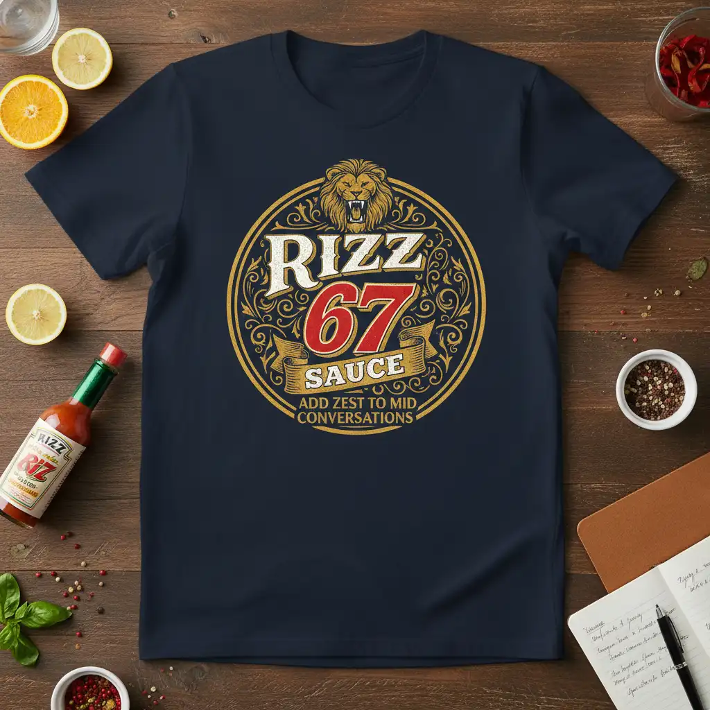 RIZZ 67 SAUCE ADD quote printed with stylish graphic on breathable fabric t-shirt design