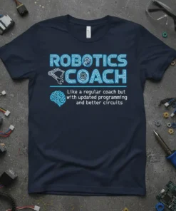ROBOTICS COACH Like a text design featuring creative typography on quality t-shirt