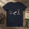 Rock Paper Scissors t-shirt design with graphic elements and text labels