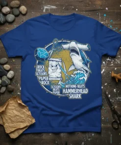 ROCK BEATS SCISSORS PAPER text design featuring stylish typography on quality t-shirt