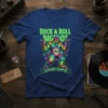 Rock & Roll Bigfoot Legendary Showman t-shirt design with a tie-dye Bigfoot graphic and neon green text