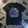 Rock & Roll Photobooth Bigfoot & Alien t-shirt with neon text and graphics of Bigfoot and two aliens