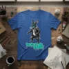 Rockstar Rabbit T-Shirt with a graphic of a cool bunny in a leather jacket and sunglasses, text reads ROCKSTAR RABBIT