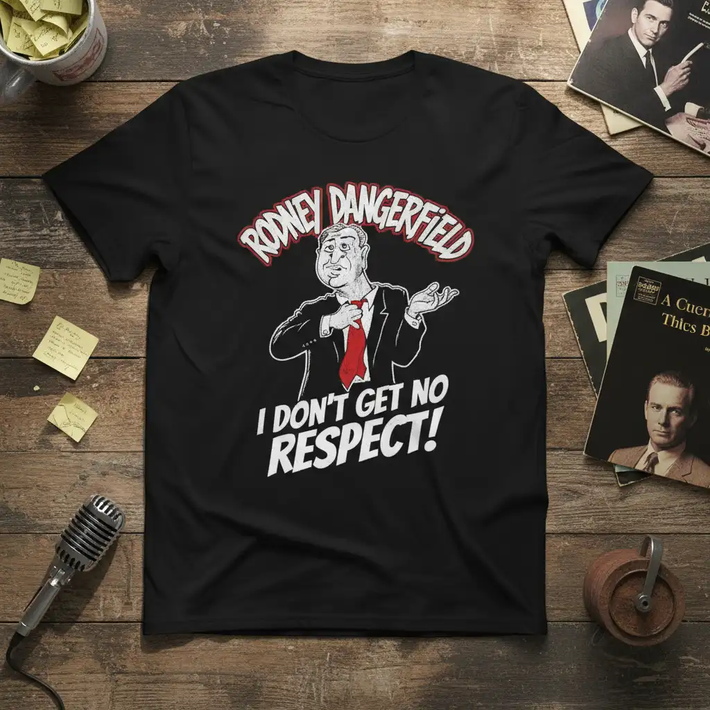 RODNEY DANGERFIELD I DON'T quote printed with unique artwork on durable material t-shirt design
