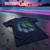 Roll N Glow roller skates graphic t-shirt with neon lights and retro 80s aesthetic