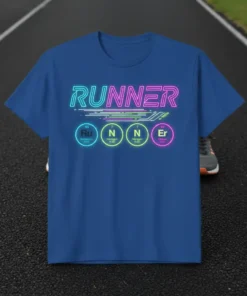 Runner Periodic Table Elements eye-catching graphic design printed on comfortable cotton t-shirt
