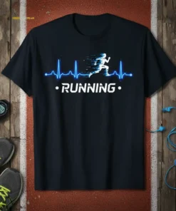 Running Heartbeat T-Shirt eye-catching graphic design printed on comfortable cotton t-shirt