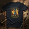 Saint Joan of Arc Patron Saint of France t-shirt design featuring kneeling knight with wings and lion graphic