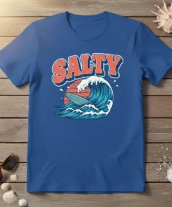 Salty Wave Surfing T-Shirt bold graphic design printed on comfortable cotton t-shirt