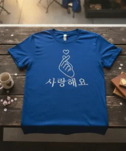 사랑해요 unique graphic design printed on comfortable cotton t-shirt