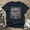 Sassy Since Birth Salty By Choice t-shirt with vintage mermaid design and coral accents