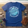 Save The Ocean Save The Planet t-shirt featuring a detailed sea turtle graphic and inspirational environmental message