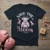 Save The Udders T-Shirt with Highland cow and pink ribbons for breast cancer awareness