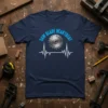 Saw Blade Heartbeat t-shirt design with a circular saw blade and a white heartbeat line below it