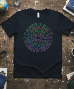 SCIENCE IS REAL NO text design featuring creative typography on quality t-shirt