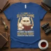 I HAVE SELECTIVE HEARING cat reading a book quote t-shirt design in yellow and blue text with a fluffy cat