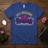 Self Rescuing Princess T-Shirt with pink crown graphic and glitter gold text