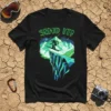 Black t-shirt with "SEND IT!" text and a graphic of a skier jumping off a cliff with mountains in the