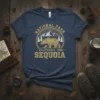 Vintage Sequoia National Park California 1990 t-shirt with a geometric bear graphic and mountain backdrop