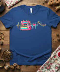 Sewing Machine Heartbeat unique graphic design printed on comfortable cotton t-shirt