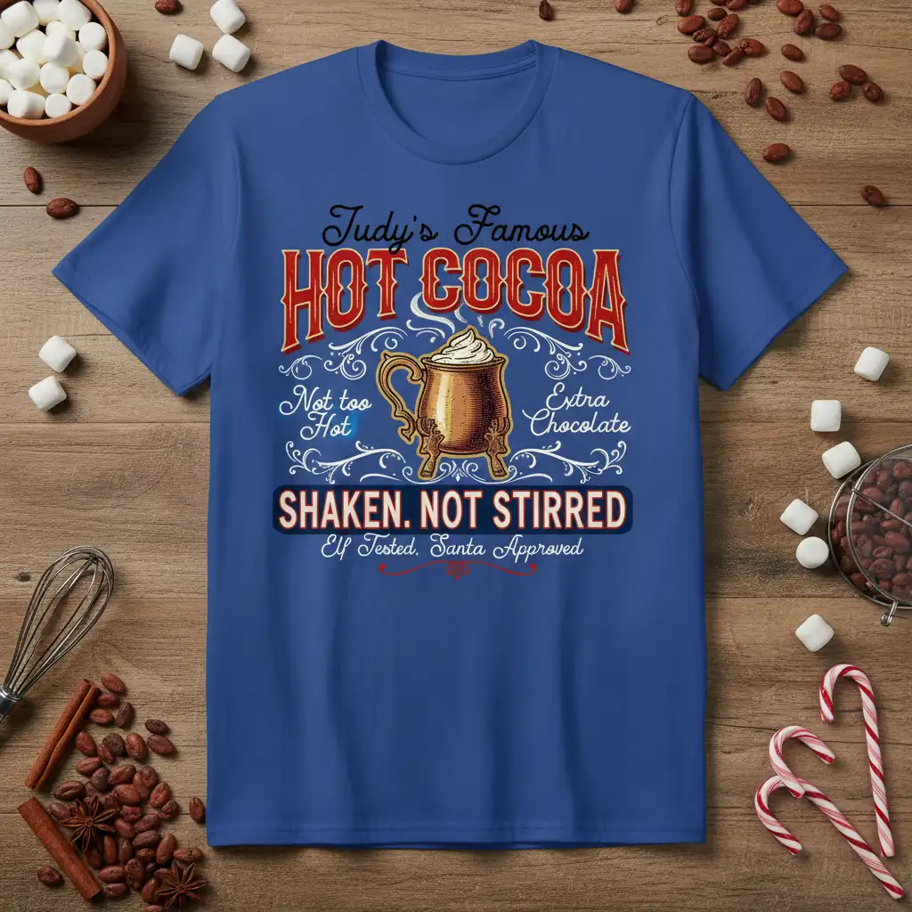 SHAKEN. NOT STIRRED Elf quote printed with unique artwork on durable material t-shirt design