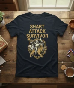 SHART ATTACK SURVIVOR t-shirt design with a knight riding a lion and holding a plunger