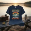 She Swallows Everytime I Bring My Rod Out fishing quote t-shirt with bass and sunset graphic
