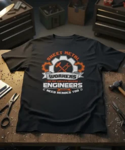 SHEET METAL WORKERS WE text design featuring detailed typography on quality t-shirt