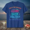 T-shirt with the text "SHE'S THE REASON WE ARE GETTING SHIP FACED! IT'S HER 50TH BIRTHDAY!" and a cruise ship