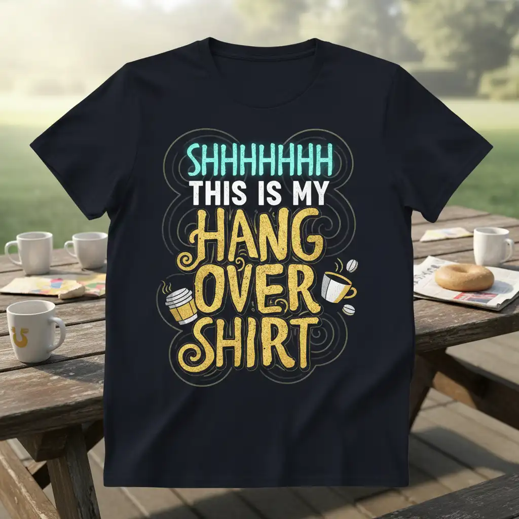 SHHHHHHH This Is My Hang Over Shirt funny quote design with coffee cups and swirls
