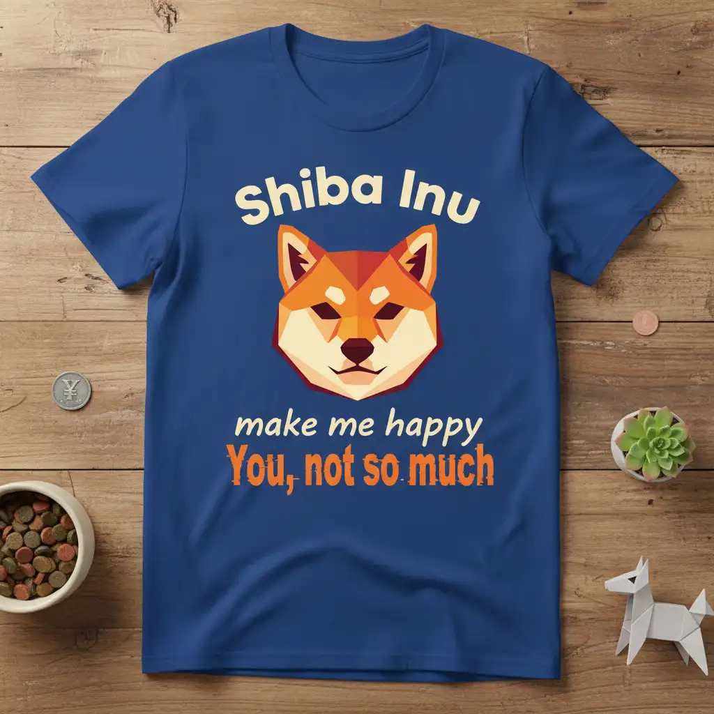 Shiba Inu make me happy You, not so much funny quote with geometric Shiba Inu dog graphic on blue tee