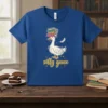 Silly Goose T-Shirt with a cartoon goose balancing a stack of books on its head and the text "silly goose"