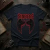 Sinners t-shirt with black angel wings and red fiery typography design
