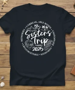 Sisters Trip 2025 Unbreakable text design featuring bold typography on quality t-shirt
