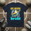 SIX SEVEN bruh! volleyball design with a dabbing volleyball character and net graphic