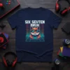 Six Sevten Bruh t-shirt with a retro gamer hamster wearing sunglasses and headphones, holding a controller