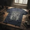 SKANK text above a detailed gothic dragon graphic with large wings on a navy blue t-shirt