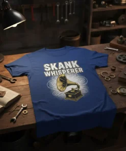 Skank Whisperer T-Shirt with vintage gramophone graphic and distressed typography